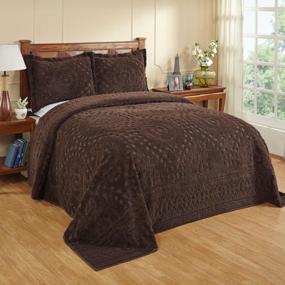 Better Trends 2 Pieces Set Chenille Bedspread Twin Size 100% Cotton Chenille Bedding Lightweight Medallion Pattern Bedroom Decor Rio Collection