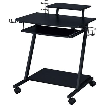 Acme Ordrees Wooden Top Gaming Table with Metal Frame and Casters in Black