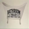 Bathroom Rules Wash-Brush-Floss-Flush Bathtub Shaped 10" x 5" Removable Decal view 1