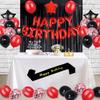 Fancypartyshop 19TH Birthday Party Decorations Supplies Red Black Later Balloons Happy Birthday Cake Topper Sash Foil Black Curtains Foil Star Balloons Number Red 19 view 3