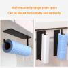 LIU- Paper Towel Rack Under Cabinet 2 Pieces Self-Adhesive Wall-Mounted Towel Cling Film Storage Rack for Kitchen and Bathroom(Color:Black) view 2
