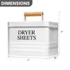 Calindiana Modern Farmhouse Metal Laundry Dryer Sheets Holder Fabric Softener Dispenser with Lid for Laundry Room Decor and Accessories and Space Saving Laundry Organization and Storage, White view 3