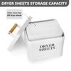 Calindiana Modern Farmhouse Metal Laundry Dryer Sheets Holder Fabric Softener Dispenser with Lid for Laundry Room Decor and Accessories and Space Saving Laundry Organization and Storage, White view 4