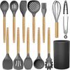 13PCS Silicone Cooking Utensils Kitchen Utensil Set Silicone Kitchen Utensils Set, Silicone Utensil Set Spatula Set, Silicone Utensils Cooking Utensil Set Silicone Spatula Turner Set (Black) view 1