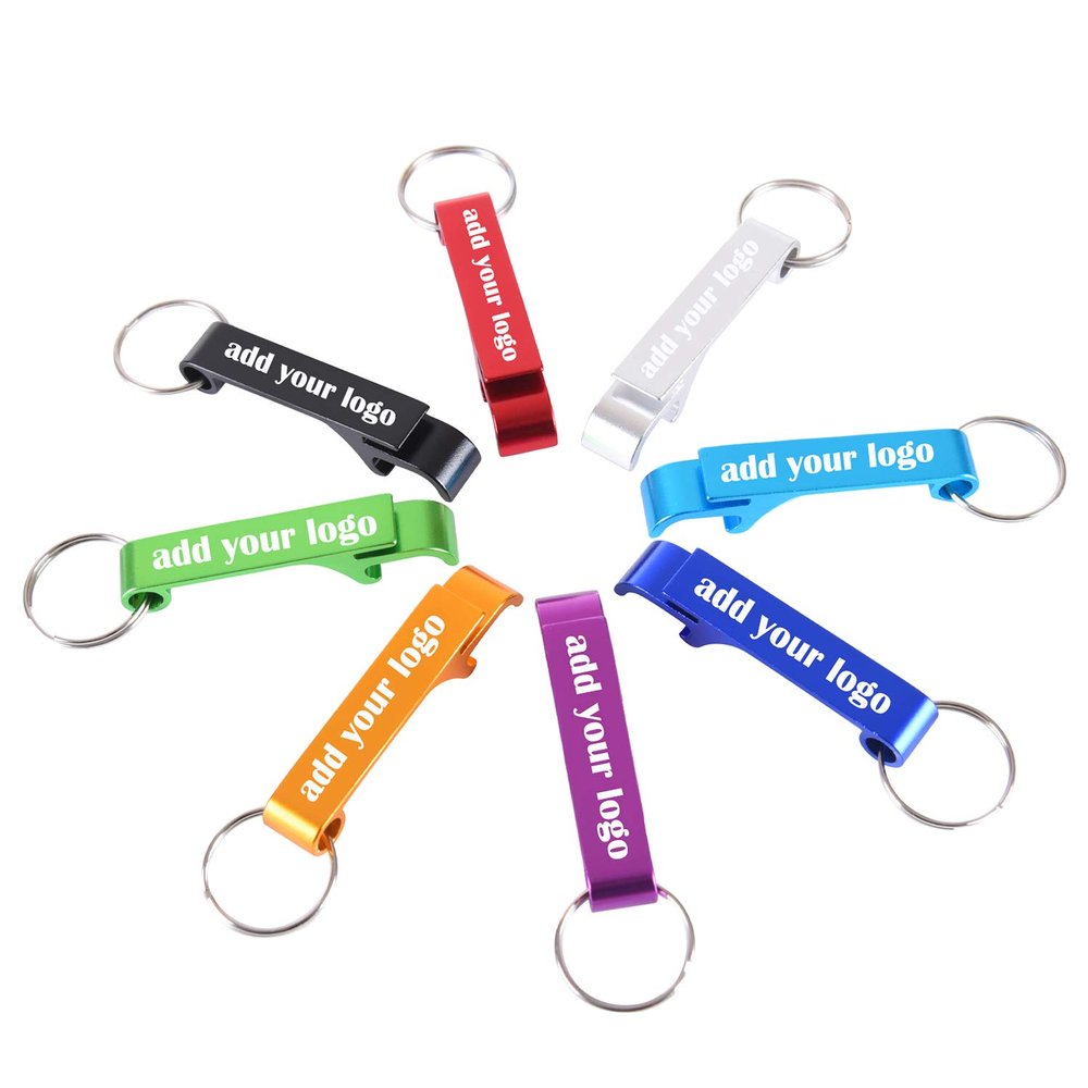 100pcs Personalized Bottle Opener with Your Text Design Logo Aluminum Keyring Customized Beer Bottle Opener for Wedding Birthday Party Gift