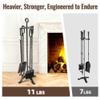 AMAGABELI GARDEN & HOME 5 Pieces Fireplace Tools Sets Wrought Iron Fireplace Set Antique Brass Copper with Poker Tongs Broom Shovel Stand Indoor Fire Place Kit Wood Stove Hearth Accessories Gold view 4