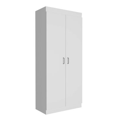 Chad Pantry Double Door Cabinet, 5 Shelves,3 Interior Door Shelves, White