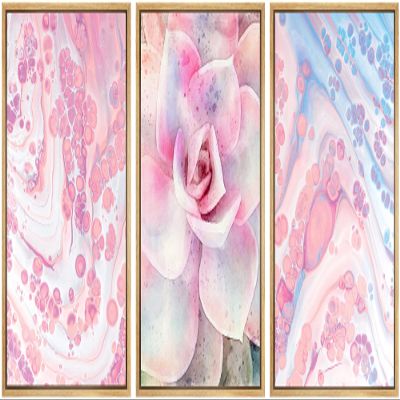 SIGNWIN Canvas Print Wall Art Set Pink & Blue Neon Acid Collage with Rose Nature Wilderness Mixed Media Modern Rustic Scenic Colorful for Living Room, Bedroom, Office - 16"x24"x3 Natural