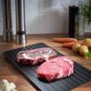 Happyyami Fast Defrosting Mat Fast Defrosting Tray Aluminum Rapid Thawing Plate Board Meat Defroster with 4 Silicone Corner Pad for Meat Pork Beef Fish Black 23x16. 5cm Food Holder Dish view 2