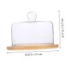 1 Wooden Cupcake Server Set Glass Dome Cover with Bamboo Plate Round Dessert Serving Plate Clear Cake Stand Cake Display Cloche Dome Platter Cover Glass Cake Dome 21cm Dessert Cake Cover view 2