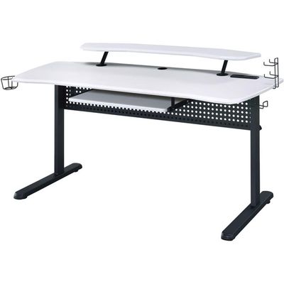 Acme Vildre Wooden Top Gaming Table with USB Port in Black and White