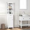 Spirich Bathroom Freestanding Storage Cabinet with Two Tier Open Shelves, Tall Slim Cabinet with Door and Drawer, Floor Linen Tower (White) view 3