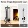 Amagabeli 5 Pieces Fireplace Tools Sets Wrought Iron Indoor Fireplace Set with Poker Tongs Broom Shovel Stand Fire Tools Outdoor Rustic Fire Poker Set Fire Place Hearth Accessories Sets Antique Pewter view 4