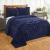 Better Trends Chenille Bedspreads Queen Size, Navy 100% Cotton Chenille Medallion Design Tufted Bedding Coverlet Soft Lightweight, 102"x110" with 2 Sham 3 Pieces Set Ashton Collection view 1