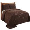 Better Trends Chenille Bedspreads Queen Size, Chocolate 100% Cotton Chenille Medallion Design Tufted Bedding Coverlet Soft Lightweight, 102"x110" with 2 Sham 3 Pieces Set Ashton Collection view 2