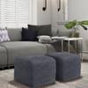SIMPLIHOME Fredrik Square Pouf - 18 inch Wide Genuine Woven Leather Ottoman in Dark Blue, Boho-Style Footstool or Extra Seating for Living Room or Bedroom with Polystyrene Bead Filling, Assembled view 2