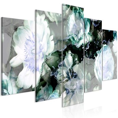 artgeist Textured Canvas Wall Art Abstract 80x40 in - 5pcs Painting Canvas Prints Picture Artwork Image Framed Contemporary Modern Photo Wall Home Flowers Peony Nature b-C-0740-b-o