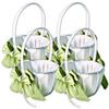Alex Emotions Ivory Flower Girl Basket and Ring Bearer Pillow Set Wedding Basket and Ring Pillow Set | Handmade Wedding Pillow and Basket, Ivory and Sage Green, 4 Baskets view 1