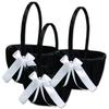 Alex Emotions Ivory Flower Girl Basket and Ring Bearer Pillow Set Wedding Basket and Ring Pillow Set | Handmade Wedding Pillow and Basket, Black and White, 3 Baskets view 1
