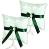 Alex Emotions Ivory Flower Girl Basket and Ring Bearer Pillow Set Wedding Basket and Ring Pillow Set | Handmade Wedding Pillow and Basket, Ivory and Hunter Green, 2 Pillows view 1