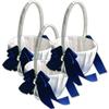 Alex Emotions Ivory Flower Girl Basket and Ring Bearer Pillow Set Wedding Basket and Ring Pillow Set | Handmade Wedding Pillow and Basket, Ivory and Navy Blue, 3 Baskets view 1