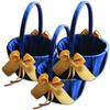 Alex Emotions Ivory Flower Girl Basket and Ring Bearer Pillow Set Wedding Basket and Ring Pillow Set | Handmade Wedding Pillow and Basket, Navy Blue and Gold, 3 Baskets view 1