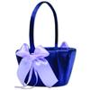 Alex Emotions Ivory Flower Girl Basket and Ring Bearer Pillow Set Wedding Basket and Ring Pillow Set | Handmade Wedding Pillow and Basket, Navy Blue and Violet, 1 Basket view 1