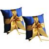 Alex Emotions Ivory Flower Girl Basket and Ring Bearer Pillow Set Wedding Basket and Ring Pillow Set | Handmade Wedding Pillow and Basket, Navy Blue and Gold, 2 Pillows view 1