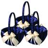Alex Emotions Ivory Flower Girl Basket and Ring Bearer Pillow Set Wedding Basket and Ring Pillow Set | Handmade Wedding Pillow and Basket, Navy Blue and Ivory, 3 Baskets view 1