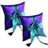 Alex Emotions Ivory Flower Girl Basket and Ring Bearer Pillow Set Wedding Basket and Ring Pillow Set | Handmade Wedding Pillow and Basket, Purple and Teal, 2 Pillows view 1