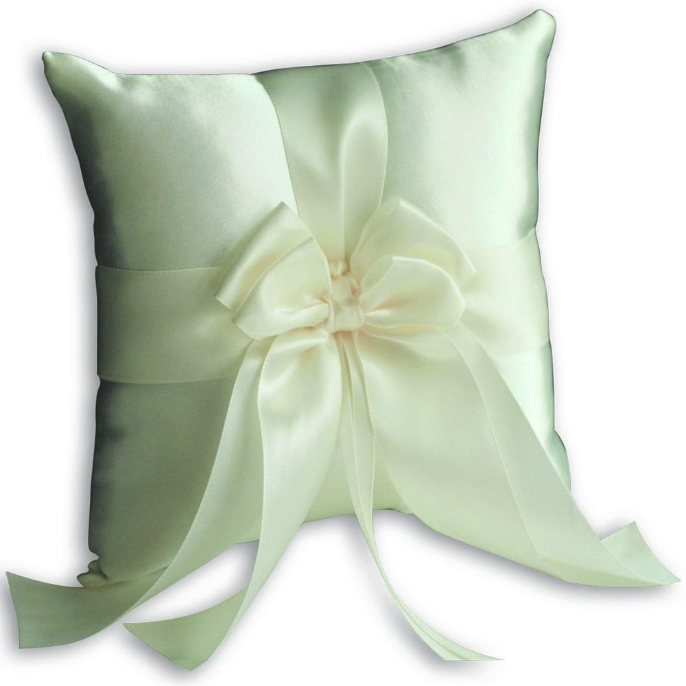 Alex Emotions Ivory Flower Girl Basket and Ring Bearer Pillow Set Wedding Basket and Ring Pillow Set | Handmade Wedding Pillow and Basket, Ivory, 1 Pillow
