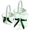 Alex Emotions Ivory Flower Girl Basket and Ring Bearer Pillow Set Wedding Basket and Ring Pillow Set | Handmade Wedding Pillow and Basket, Ivory and Hunter Green, 1 Pillow + 2 Baskets view 1