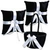 Alex Emotions Ivory Flower Girl Basket and Ring Bearer Pillow Set Wedding Basket and Ring Pillow Set | Handmade Wedding Pillow and Basket, Black and White, 2 Pillows + 1 Basket view 1