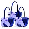 Alex Emotions Ivory Flower Girl Basket and Ring Bearer Pillow Set Wedding Basket and Ring Pillow Set | Handmade Wedding Pillow and Basket, Navy Blue and Violet, 3 Baskets view 1