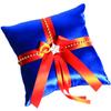 Alex Emotions Ivory Flower Girl Basket and Ring Bearer Pillow Set Wedding Basket and Ring Pillow Set | Handmade Wedding Pillow and Basket, Royal Blue and Orange, 1 Pillow view 1