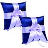 Alex Emotions Ivory Flower Girl Basket and Ring Bearer Pillow Set Wedding Basket and Ring Pillow Set | Handmade Wedding Pillow and Basket, Navy Blue and Violet, 2 Pillows view 1