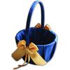 Alex Emotions Ivory Flower Girl Basket and Ring Bearer Pillow Set Wedding Basket and Ring Pillow Set | Handmade Wedding Pillow and Basket, Navy Blue and Gold, 1 Basket view 1
