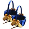 Alex Emotions Ivory Flower Girl Basket and Ring Bearer Pillow Set Wedding Basket and Ring Pillow Set | Handmade Wedding Pillow and Basket, Navy Blue and Gold, 2 Baskets view 1