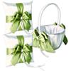 Alex Emotions Ivory Flower Girl Basket and Ring Bearer Pillow Set Wedding Basket and Ring Pillow Set | Handmade Wedding Pillow and Basket, Ivory and Sage Green, 2 Pillows + 1 Basket view 1