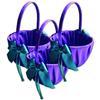 Alex Emotions Ivory Flower Girl Basket and Ring Bearer Pillow Set Wedding Basket and Ring Pillow Set | Handmade Wedding Pillow and Basket, Purple and Teal, 3 Baskets view 1