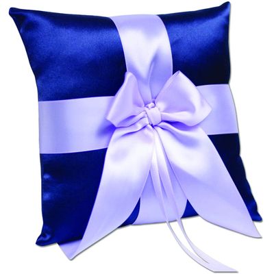 Alex Emotions Ivory Flower Girl Basket and Ring Bearer Pillow Set Wedding Basket and Ring Pillow Set | Handmade Wedding Pillow and Basket, Navy Blue and Violet, 1 Pillow