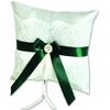 Alex Emotions Ivory Flower Girl Basket and Ring Bearer Pillow Set Wedding Basket and Ring Pillow Set | Handmade Wedding Pillow and Basket, Ivory and Hunter Green, 1 Pillow view 1
