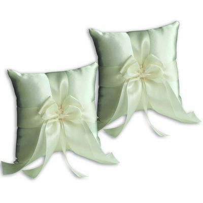 Alex Emotions Ivory Flower Girl Basket and Ring Bearer Pillow Set Wedding Basket and Ring Pillow Set | Handmade Wedding Pillow and Basket, Ivory, 2 Pillows