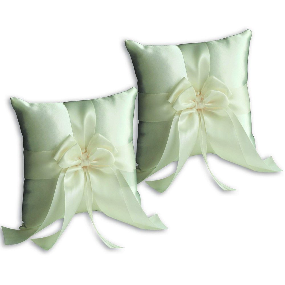 Alex Emotions Ivory Flower Girl Basket and Ring Bearer Pillow Set Wedding Basket and Ring Pillow Set | Handmade Wedding Pillow and Basket, Ivory, 2 Pillows