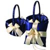Alex Emotions Ivory Flower Girl Basket and Ring Bearer Pillow Set Wedding Basket and Ring Pillow Set | Handmade Wedding Pillow and Basket, Navy Blue and Ivory, 1 Pillow + 2 Baskets view 1