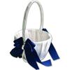 Alex Emotions Ivory Flower Girl Basket and Ring Bearer Pillow Set Wedding Basket and Ring Pillow Set | Handmade Wedding Pillow and Basket, Ivory and Navy Blue, 1 Basket view 1