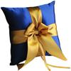 Alex Emotions Ivory Flower Girl Basket and Ring Bearer Pillow Set Wedding Basket and Ring Pillow Set | Handmade Wedding Pillow and Basket, Navy Blue and Gold, 1 Pillow view 1