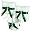 Alex Emotions Ivory Flower Girl Basket and Ring Bearer Pillow Set Wedding Basket and Ring Pillow Set | Handmade Wedding Pillow and Basket, Ivory and Hunter Green, 2 Pillows + 1 Basket view 1