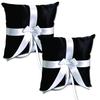 Alex Emotions Ivory Flower Girl Basket and Ring Bearer Pillow Set Wedding Basket and Ring Pillow Set | Handmade Wedding Pillow and Basket, Black and White, 2 Pillows view 1