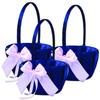 Alex Emotions Ivory Flower Girl Basket and Ring Bearer Pillow Set Wedding Basket and Ring Pillow Set | Handmade Wedding Pillow and Basket, Navy Blue and Blush Pink, 3 Baskets view 1